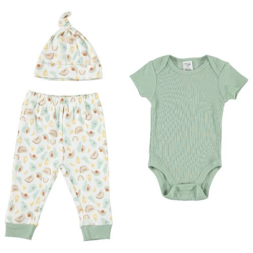 Chick Pea Gender Neutral Baby Clothes Layette Set Footless Sleep And Play 3 Pack Avocado Taco Green 3-6m
