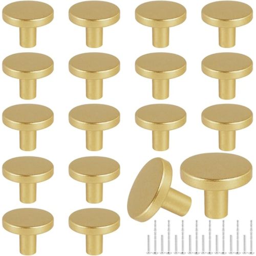 Romeda 12 Piece Drawer Knobs, Gold Cabinet Knobs with Screw, 30mm Drawer Pulls for Dresser, Kitchen, and Cabinet Drawers