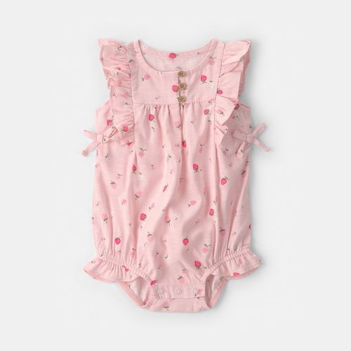 Baby Girl Carter's Strawberry Ruffle Sleeveless Romper