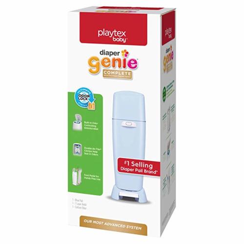 Playtex Diaper Genie Complete Pail with Built-In Odor Controlling Antimicrobial, Includes Pail & 1 Refill, Blue - Base Only
