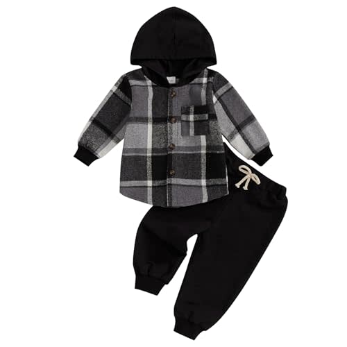LIOMENGZI Infant Baby Boy Fall Winter Clothes Outfits Hooded Long Sweatshirt Pants Set Toddler Clothes 6 12 18 24 Months 2T