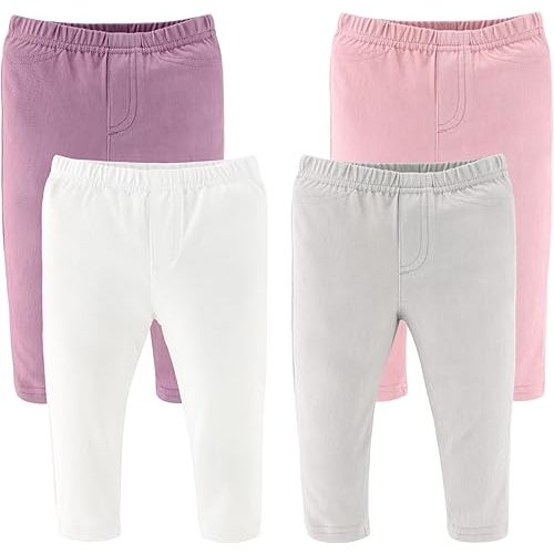 The Peanutshell Baby Girls Jeggings Set, 0-3 Months, Soft and Stretchy Pants, Girl Leggings, Infant and Toddler Clothes, Multicolor