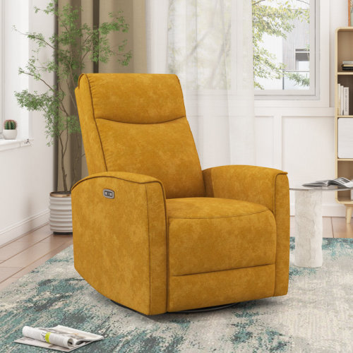 Ebern Designs Dickie 29.1'' Wide Modern and Soft Touch Fabric Swivel and Glider Power Recliner Chair with USB Port & Reviews | Wayfair