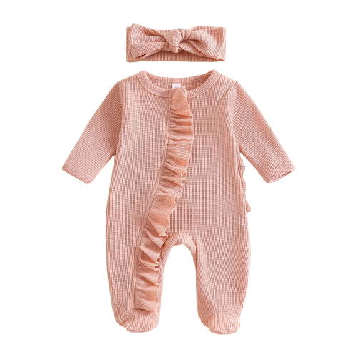 Zshosam Baby Boys' Rompers Newborn Infant Baby Boy Jumpsuit Embroidery Long Sleeve Knit Romper Jumpsuit Size 0 3 Months,(Light Pink 0-3 Months)