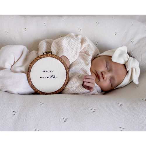 Hand Embroidered Baby Monthly Milestone Hoops | 1–12 Months | 4” hoops