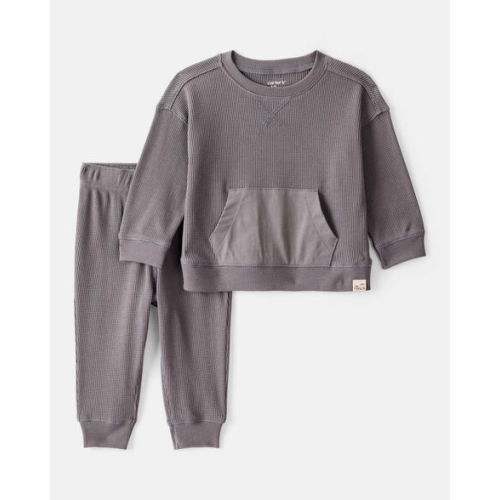 Baby Boy Waffle Knit Long-Sleeve Tee & Pant Set - Grey - Carter's | Carter's