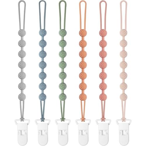 6 Pack Baby Pacifier Clip with One Piece Design, BPA Free