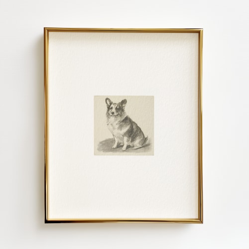 Antique Corgi Sketch Print - 11x14