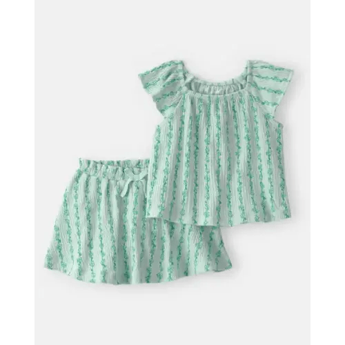 Baby Girl 2-Piece Vine Short-Sleeve Top & Skirt Set - Green | Carter's