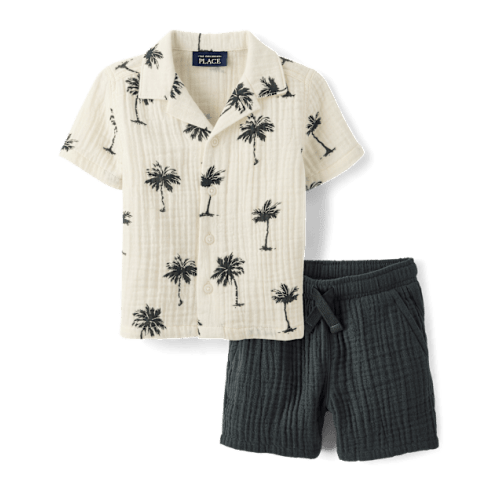 Baby And Toddler Boys Palm Tree Gauze 2-Piece Outfit Set - Multi