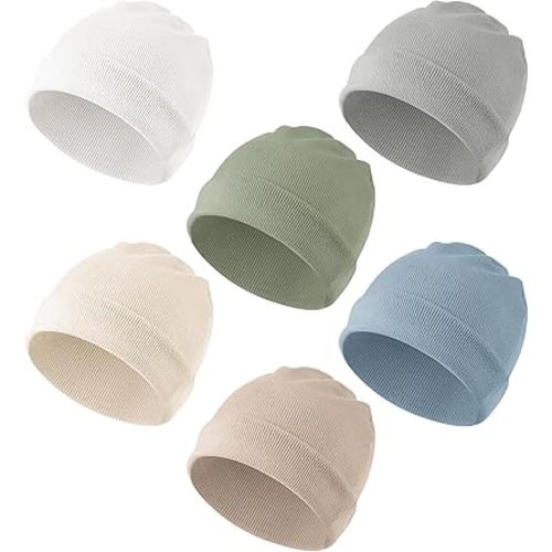 Konssy 6 Pack Baby Beanie Hats for Unisex, Toddler Beanies Baby Girl Boy Hat Warm Cap for Infant, Toddler