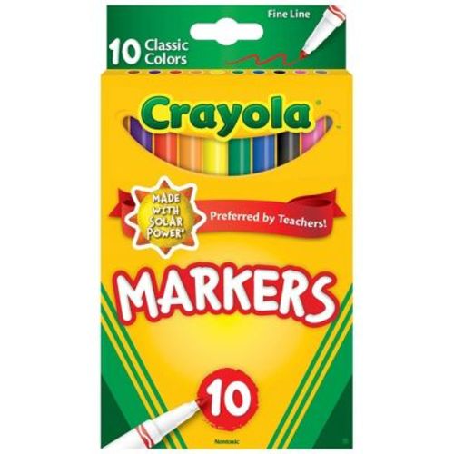 Crayola 10ct Kids Fine Line Markers Classic Colors: Non-Toxic Skinny Artist Markers, School Supplies for Ages 3+
