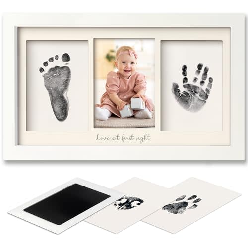 Inkless Hand and Footprint Kit, Boy, Girl, Newborn Keepsake - No Mess Ink Pad for Baby Handprint, Clean Touch Paw Print Kit for Dog Picture Frame,Personalized Baby Christmas Shower Gifts(Alpine White)