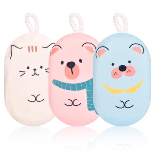 Baby Bath Sponge Natural Soft for Infant Bath Time Loofah Set Cute Shapes in Toddler Shower & Kids Bath Care