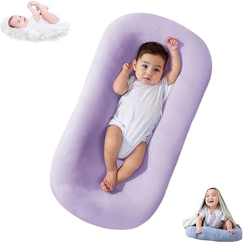 Baby Lounger Bionic Organic Lounger Soft Breathable Baby Lounger for Newborn Infant Babies 0-18 Months (Purple, OneSize)