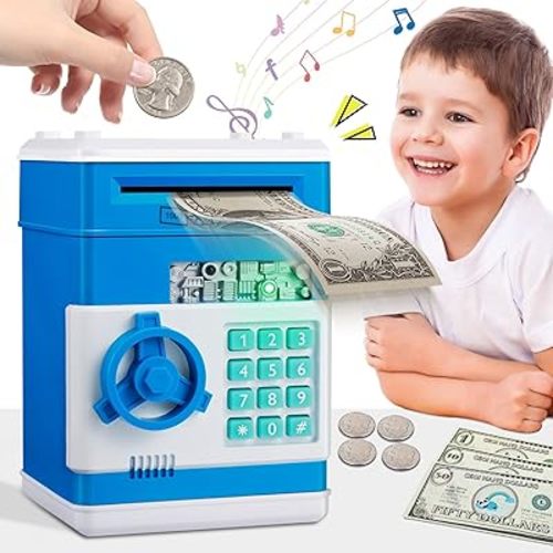 Piggy Bank for Boys Toys Age 6-8 8-10 - Kids Toys for 4 5 6 7 8 9 10 Year Old Boy Gifts - ATM Machine Money Saving Box for Kids Boy Christmas Birthday Gifts