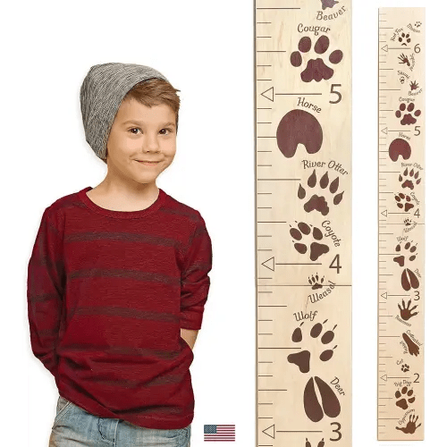 Headwaters Studio Safari Height Growth Chart - Nursery Animal Tracks Wall Decor, Wooden Growth Chart, Height Chart for Kids, Growth Chart for Wall, Baby Height Growth, Growth Record, Height Ruler