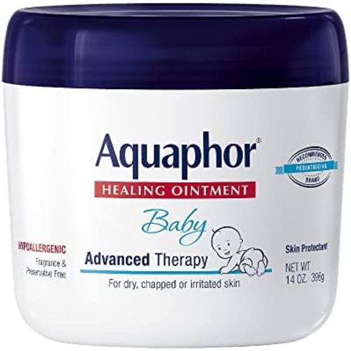 Aquaphor Baby Healing Ointment Advanced Therapy Skin Protectant, Dry Skin and Diaper Rash Ointment, 14 Oz Jar