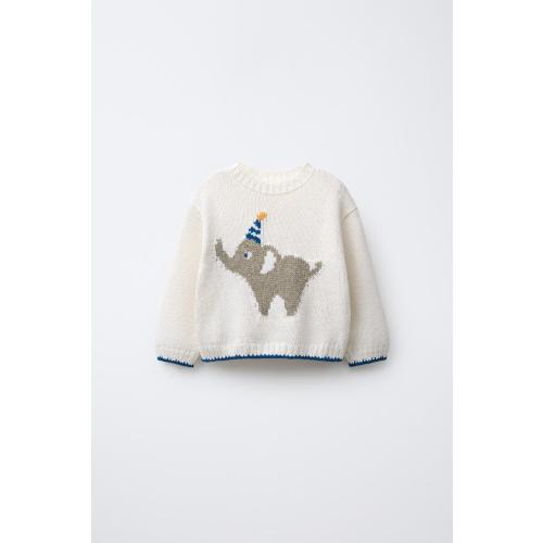 EMBROIDERED ELEPHANT KNIT SWEATER - Ecru | ZARA United States