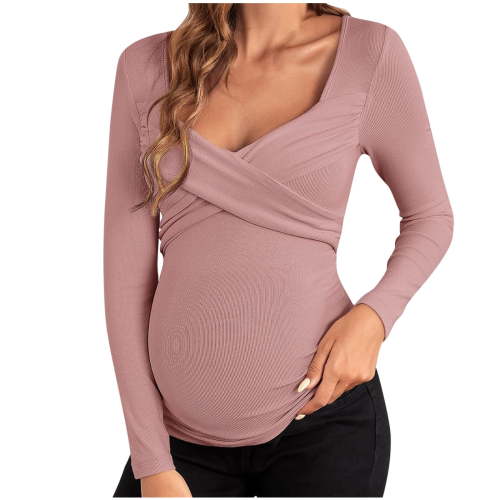 AKAFMK Winter Maternity Clothes,Long Sleeve Maternity Tops,Nursing Maternity Shirts,Fashion Women's Short Sleeve Summer Solid Round Neck Sexy Casual Tops Botton Regular Blouses Tops