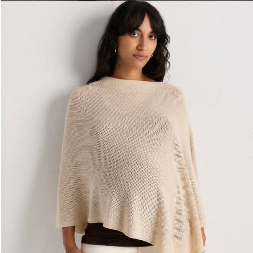 Lightweight Cotton Cashmere Nursing Shawl in Heather Oatmeal