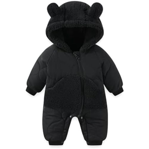 JiAmy Baby Snowsuit Newborn Winter Clothes Coat Romper Windproof Fleece Hat Zipper Baby Bear Outfit