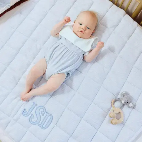 Tummy Time Mat - Light Blue Stripe