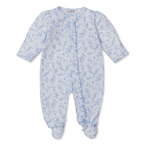 Old English Roses Blue Zip Footie