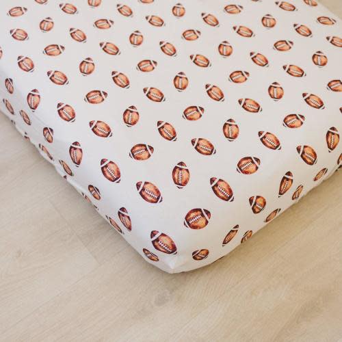 Football Print Bamboo Crib Sheet | Little Joy Co.