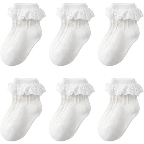 Zumou Toddler Lace Socks Girls Ruffle Eyelet Frilly Princess for Baby Little Kids
