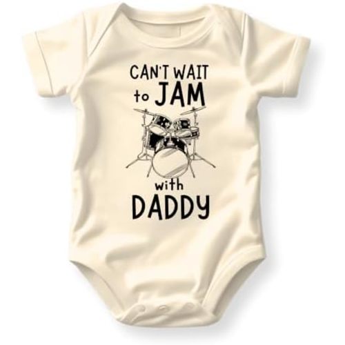 Can't Wait to Jam with Daddy Drummer Baby Bodysuit, Toddler & Kids T-Shirt - Gift for Musician Dads Gift