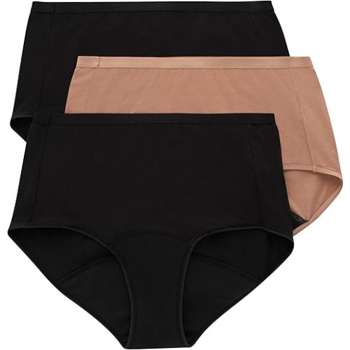 Hanes Women's Comfort, Period. Briefs, Super Leak Post-Partum & Period Underwear, 3-Pack