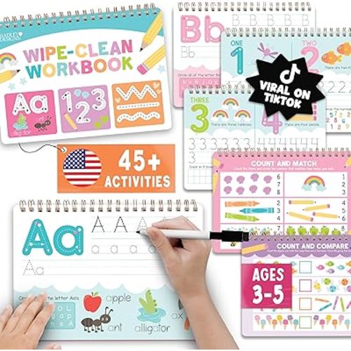 Hadley Designs ABC Tracing Books for Kids Ages 3-5 - Preschool Learning Activities, Dry Erase Writing Practice for Kids, Reusable Alphabet Letter Tracing Pre K Workbooks Age 4-5, Easter Gifts for Kids