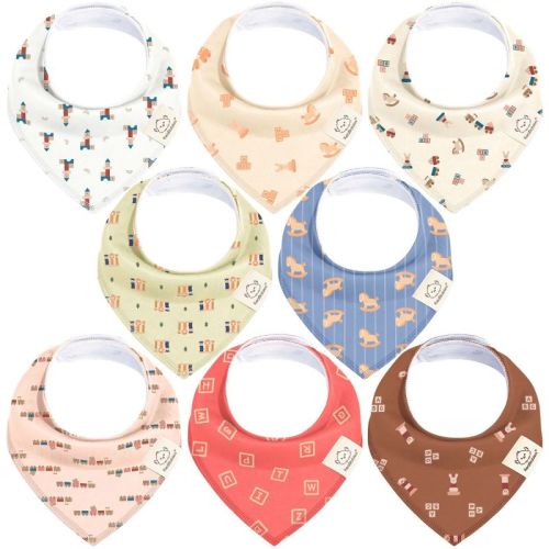 8pk Organic Baby Bandana Bibs, Baby Drool Bibs for Baby Boy, Girl, Baby Bibs for Infant, Newborn 0-36 Months