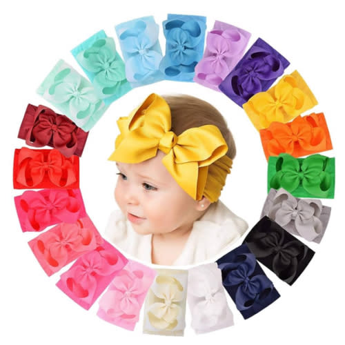doboi 20pcs Baby Girls Bows Headbands Nylon Hairbands Ribbon Bow Elastic Hair Accessories for Newborns Infants Toddlers and Kids