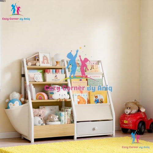 3-Tier Kids Bookshelf Toy Storage, Nursery Book Organizer