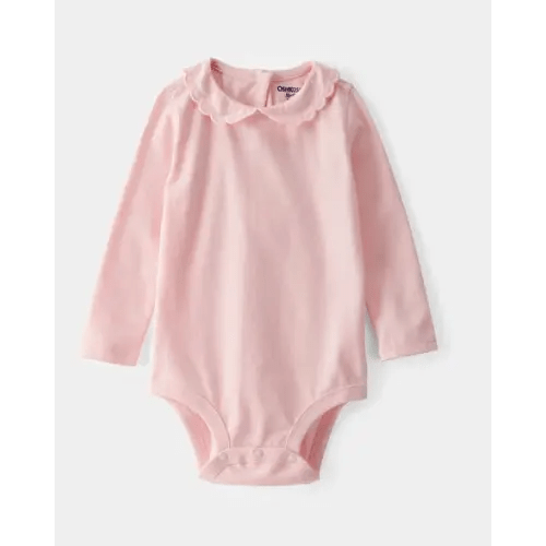 Baby Scalloped Collar Long-Sleeve Bodysuit - Pink - OshKosh B'gosh | Carter's