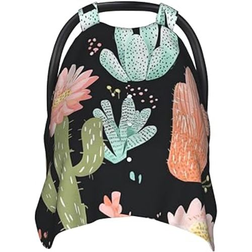 Cute Cactus Baby Car Seat Cover Soft Baby Nursing Cover Infant Carseat Stroller Cover for Girls and Boys