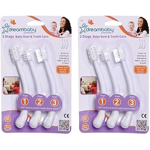 Dreambaby Toothbrush Set 3 Stage, White (Pack of 2)