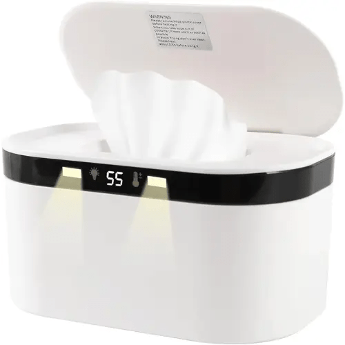 Baby Wipe Warmer, Wet Wipe Warmer 5 Modes of Temperature Heating Control Dual Heat for Baby's Comfort Large Capacity Wipes Dispenser Diaper Wipe Warmer with Night Light