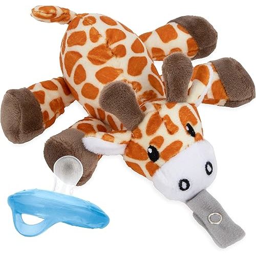 Nuby Calming Natural Flex Snuggleez Pacifier with Plush Combo Set for Cuddling with Comfort, Giraffe
