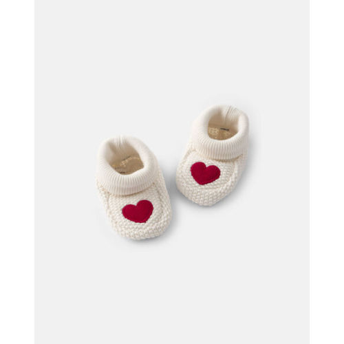 Baby Girl Heart Valentine's Day Baby Booties - Red/Cream | Carter's