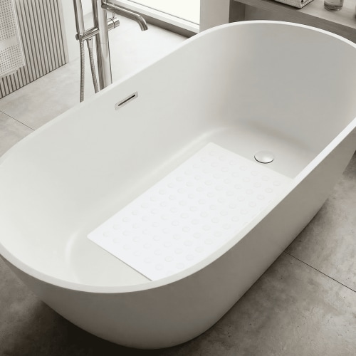 SlipX Solutions Rubber Non Slip Baby Bathtub Mat, 14” x 22”, White