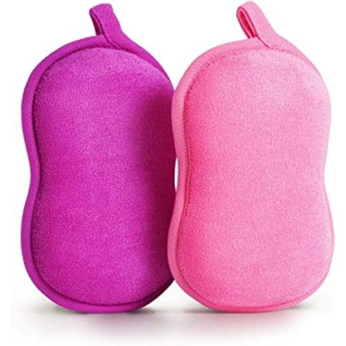 Baby Bath Sponge - Ultra Soft Baby Sponge for Bathing - Kids Bath Sponges for Infants, Toddler Bath Time, 2 Count (1 Pack) - Pink Violet