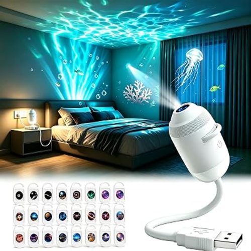 2027 New HD Smart Dynamic 5D Holographic Night Light Projector,Plug-and-Play HD Star Projector,USB-Powered 360° Adjustable Galaxy and Ocean Projector for Bedroom，24pc