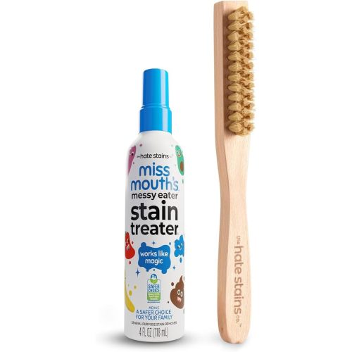 Miss Mouth's Messy Eater Stain Treater 4oz and Laundry Brush – Gentle Fabric Scrub Brush for Spot Cleaning, Pre-Treating Stains & Delicates