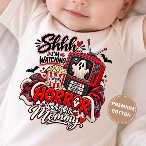 Horror Movie Mommy Baby Bodysuit, Funny Halloween Baby Outfit, Spooky Baby Clothes, Horror Lover Mom Gift, Halloween Infant Outfit