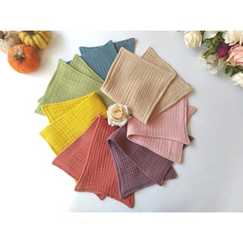 Organic Muslin Burp Cloth Set, Double Gauze Cotton Baby Washcloth