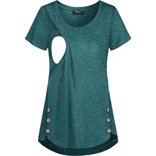 Quinee Women's Casual Button Side Nursing Tops Maternity Breastfeeding Tunic