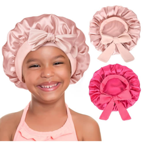 YANIBEST 2 PCS Baby Bonnet Silk Satin Bonnet for Kids Sleeping Cap Curly Natural Hair Silk Bonnets for Girls Boys Infant